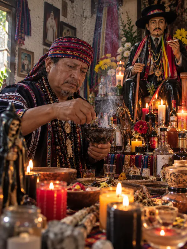 Don Cayetano, devoto de san simón en San Andrés Itzapa, Chimaltenango