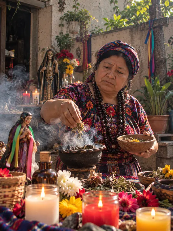 Doña Chabela, limpias con ruda, huevo y copal en Samayac, Suchitepéquez